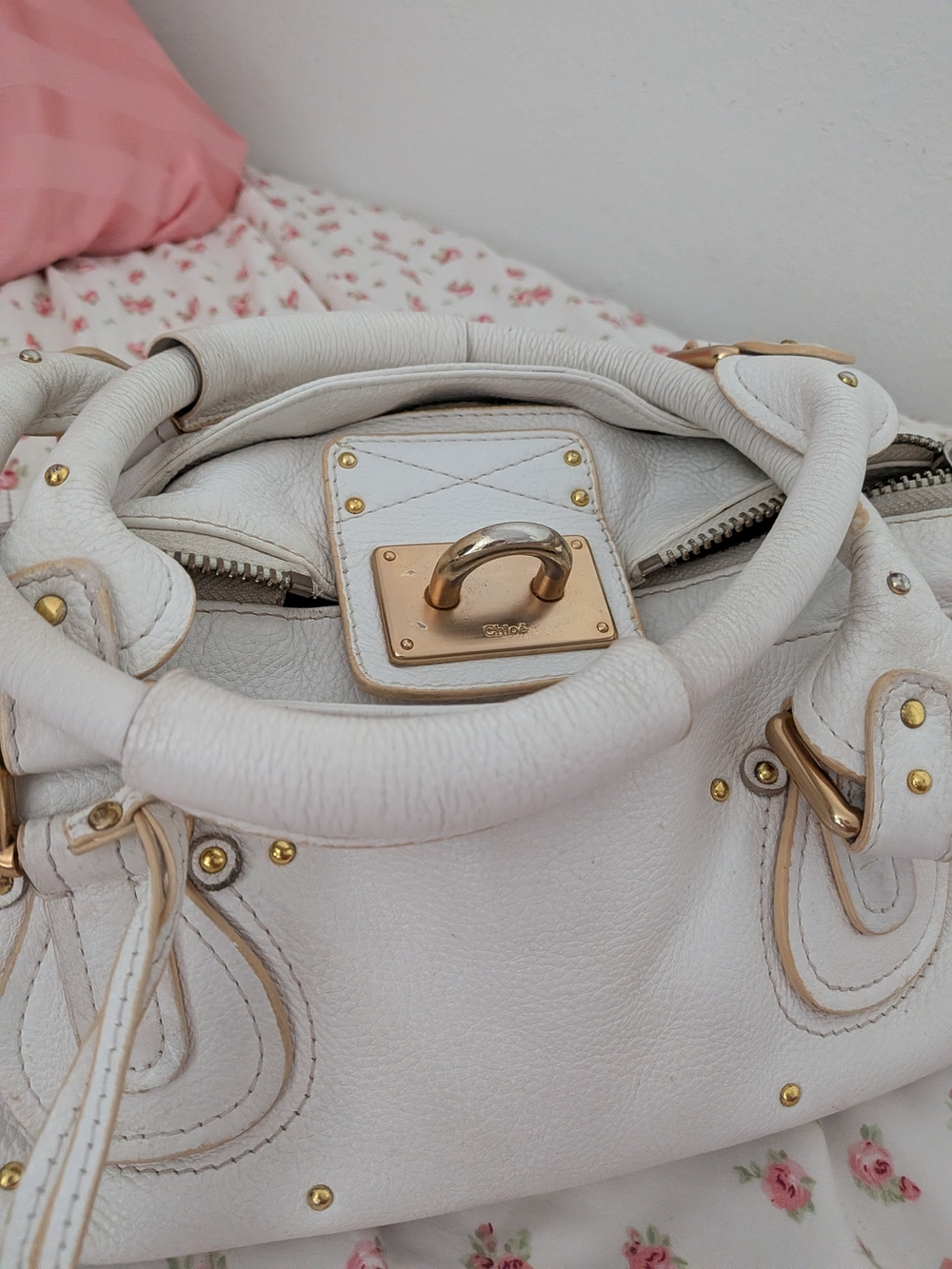 White and Gold Padlock Bag